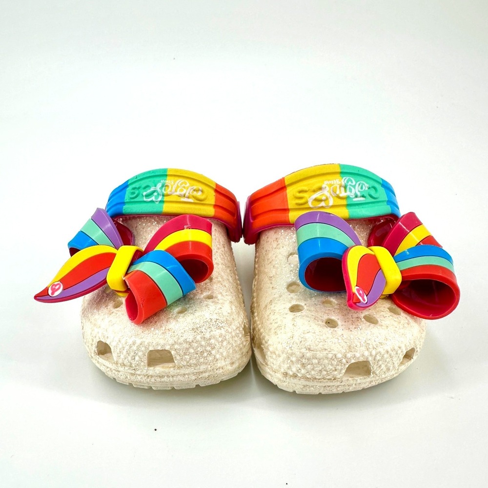 Crocs JoJo Siwa White Glitter Kids‎ Clogs Shoes Size 4